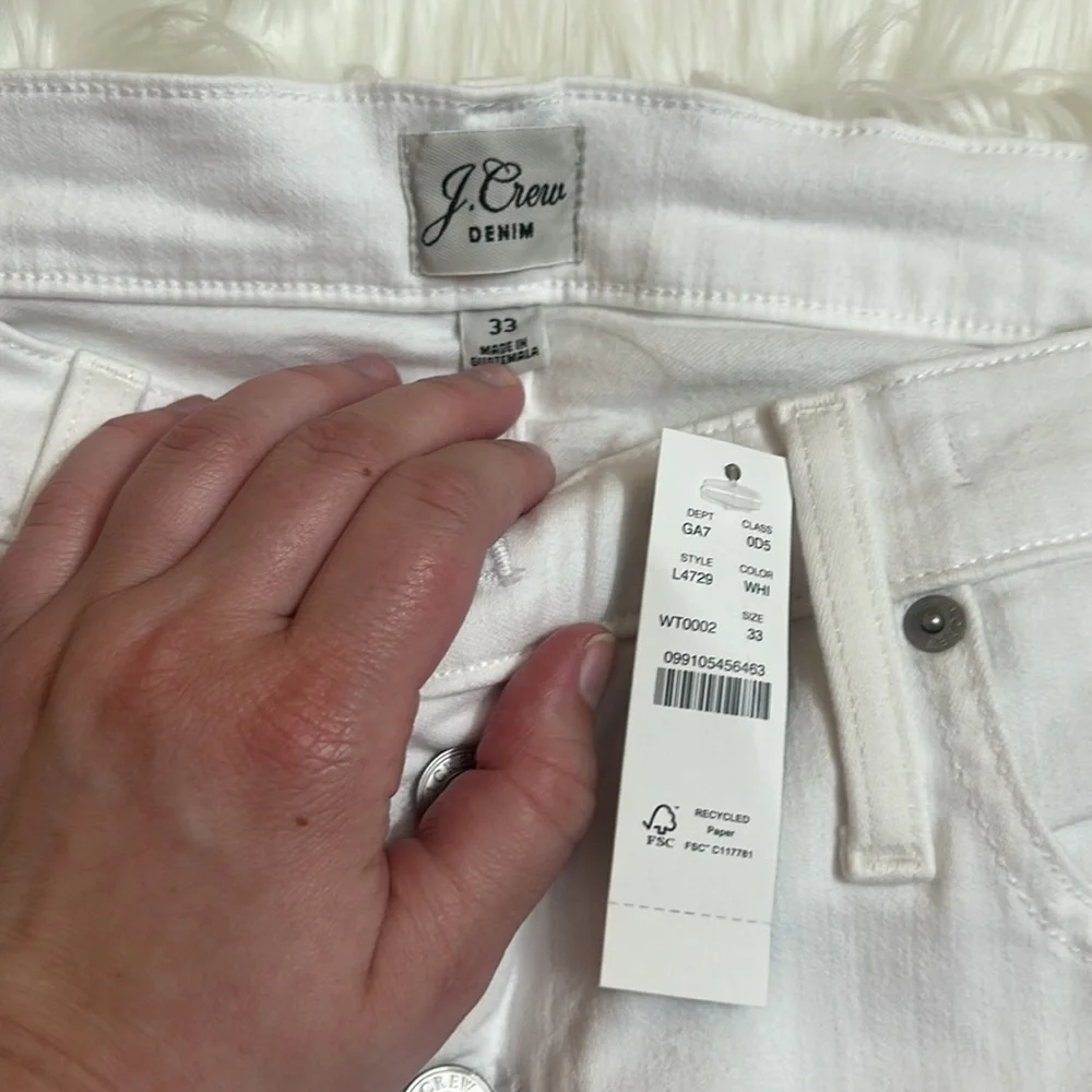 NWT J. Crew 10” Vintage Straight White Jeans 33